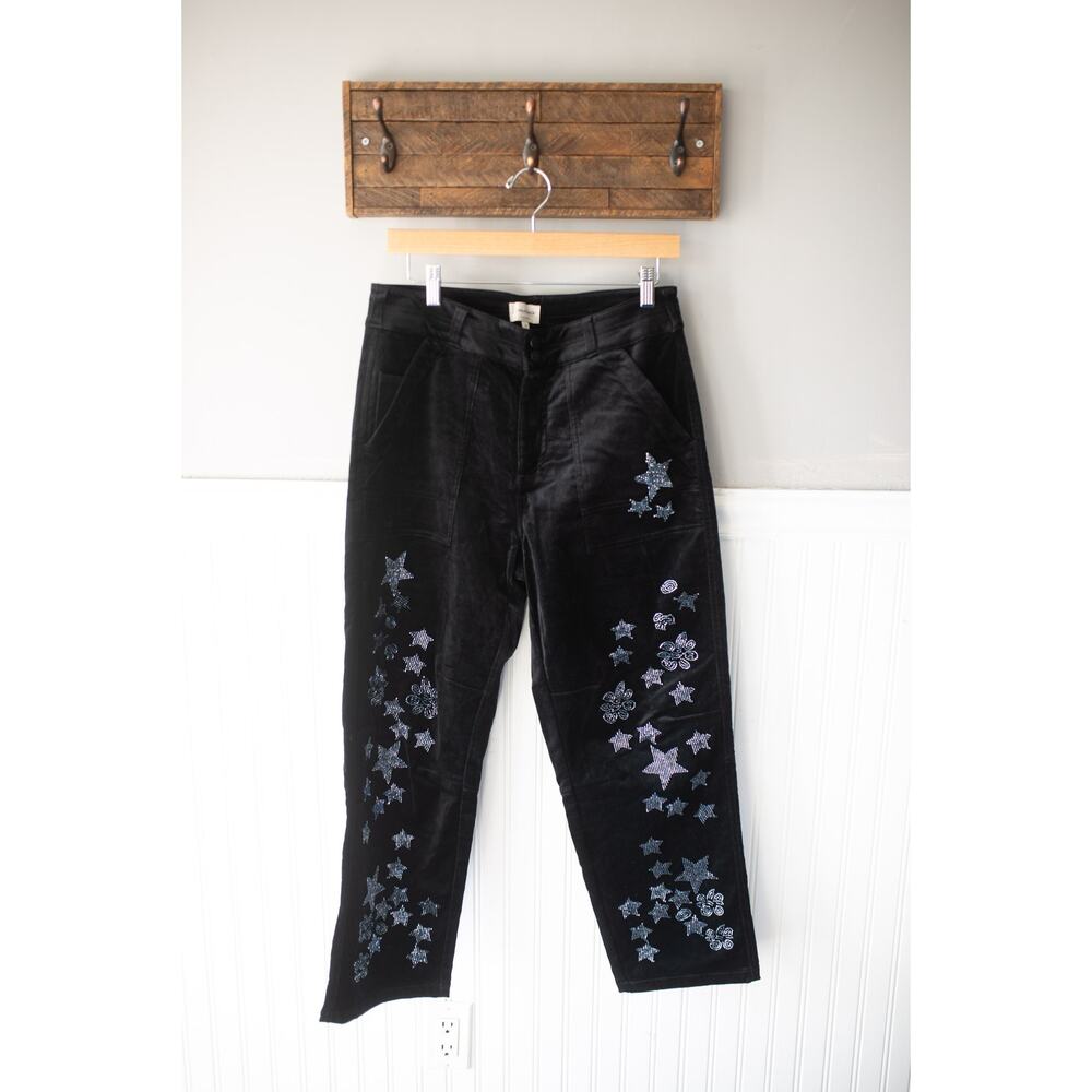 Anthropologie The Wanderer Star Embellished Velvet Pants by Pilcro 25 NEW - Picture 3 of 5